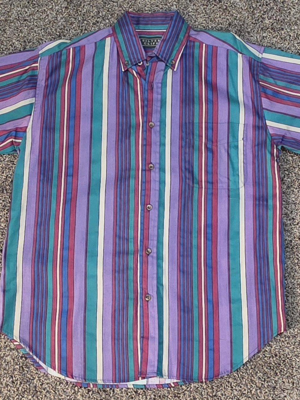 Silver Cliff Striped Cotton Button-Up Vintage Retro